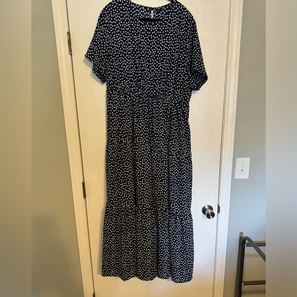 Navy Daisy Polka Dot Dress